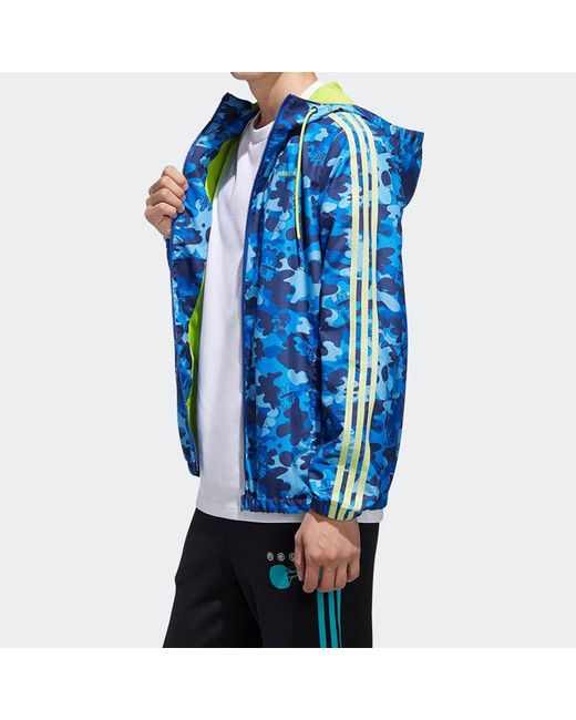 Adidas Blue Neo M Radio W Wb Camouflage Hooded Sports Jacket for men