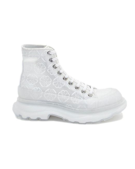 Alexander McQueen White Tread Slick Lace Up High Boots