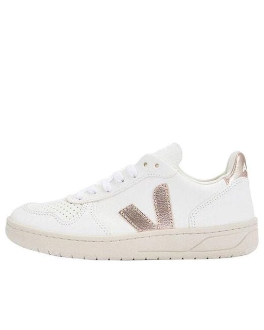 Veja White V-10 Chromfree Low-Top Sneakers