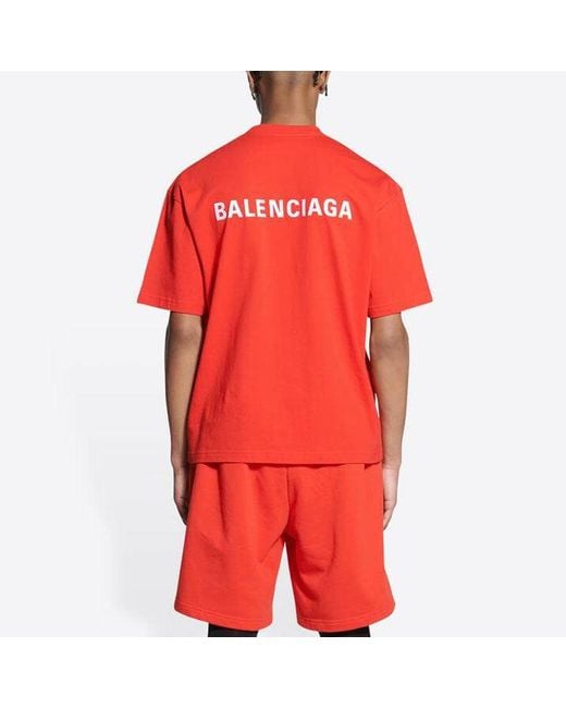 Balenciaga Red Logo T-Shirt Medium Fit 'Bright' for men