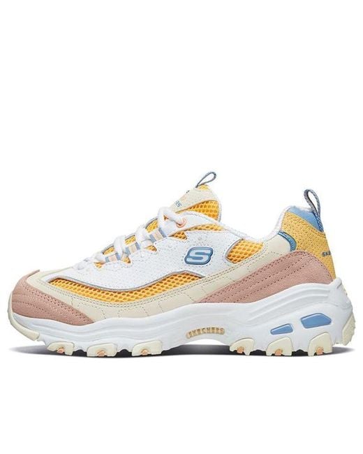 Skechers White (Wmns) D'Lites 1.0 Low Running Shoes Gs