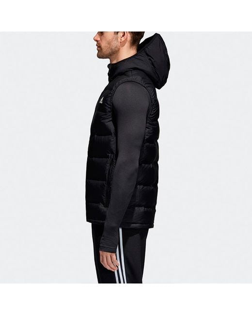 Adidas Blue Helionic Hooded Down Vest for men