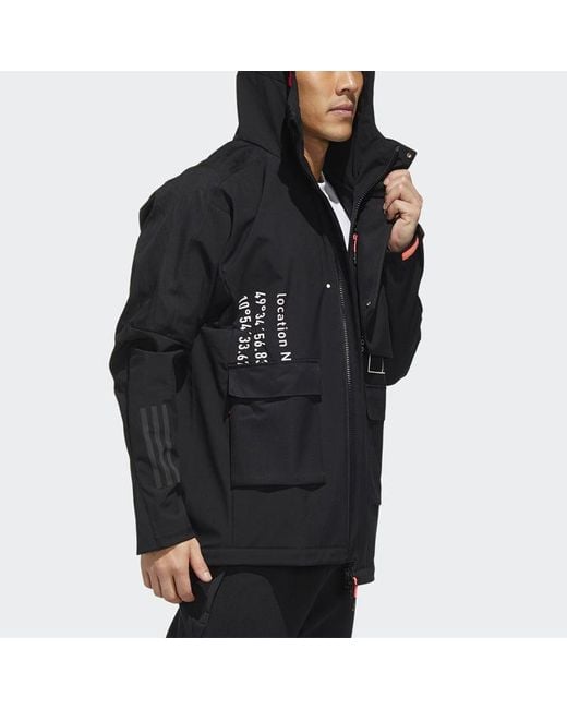 Adidas Blue M Tech Outr Jkt Zipper Cardigan Casual Sports Hooded Jacket for men