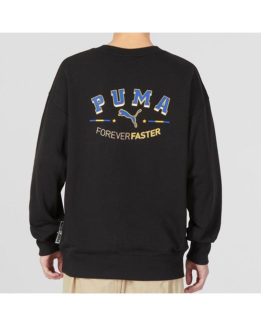 PUMA Black Team Crew Graphic Sweater for men