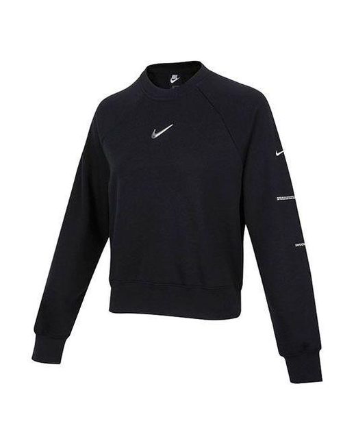Nike Sportswear Swoosh French Terry Crew Sweatshirt in Blue | Lyst