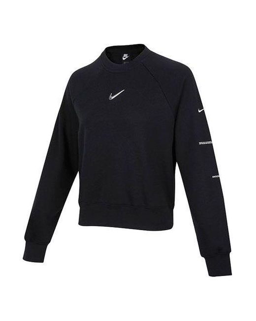 Nike Blue (Wmns) Sportswear Swoosh French Terry Crew Sweatshirt