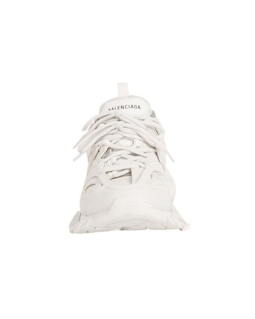 Balenciaga White Logo-Patch Lace-Up Sneakers