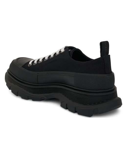 McQueen Black Tread Slick Low Lace Up Shoes for men