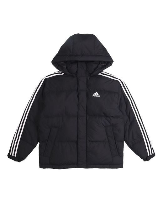 Adidas Blue 3St Puff Down Outdoor Protection Against Cold Stay Warm Hooded Down Jacket for men