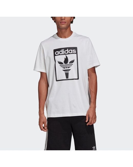 Adidas White Originals Tee 1 Logo Printing Sports Short Sleeve for men