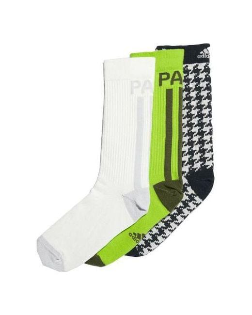 Adidas Green Originals X Ivy Park Crossover Contrasting Colors Logo Sports Mid Calf Socks 3 Pairs