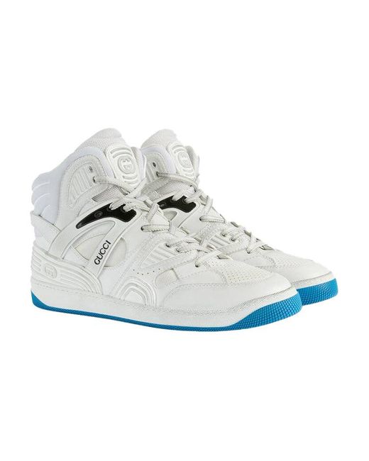 Gucci Basket Breathable Wear-resistant Non-slip High Top Basketball Shoes  White Blue for Men | Lyst