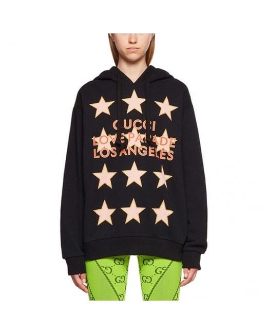 Gucci Black (Wmns) Logo Love Parade Cotton Hoodie