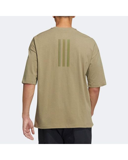Adidas Natural Casual Breathable Sports Splicing Round Neck Short Sleeve Couple Style Khaki for men