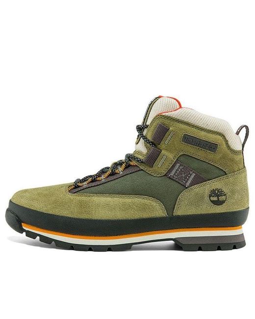 Timberland Green Euro Hiker Leather And Fabric Hiker for men