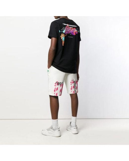 Off-White c/o Virgil Abloh Black 1/4 Back Printing Short Sleeve T-Shirt for men