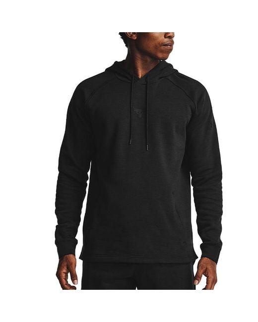 Under Armour Blue Project Rock Charged Cotton Logo Hoodie for men