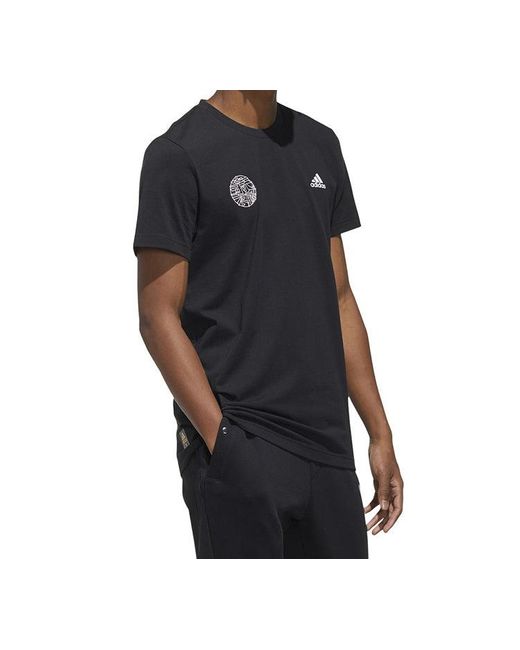 Adidas Black Alphabet Logo Printing Short Sleeve for men