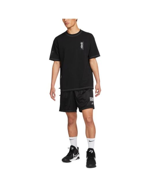 Nike Black Solid Color Alphabet Pattern Printing Round Neck Cotton Short Sleeve for men