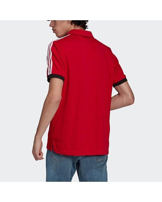 Adidas Red Manchester United Athleisure Casual Sports Short Sleeve Training Polo for men