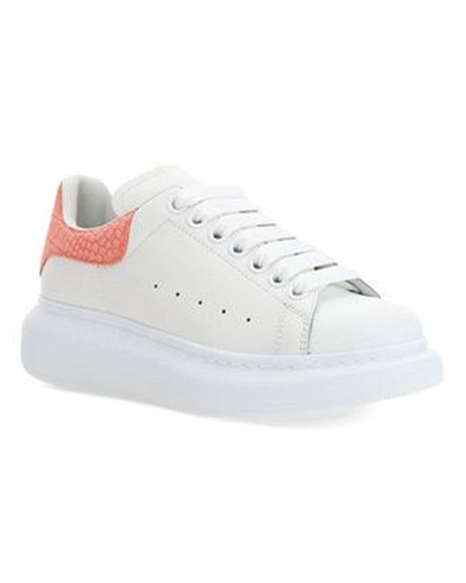McQueen White (Wmns) Oversized Sneaker Embossed Suede Crocodile'