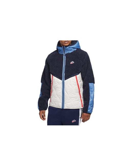 Nike Blue Sportswear Heritage Color Warm Cap Jacket Obsidian for men