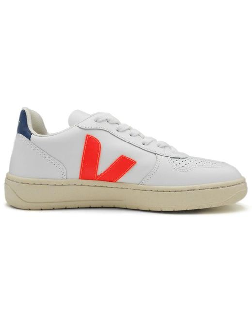 Veja White V-10 Leather Fluo Combalt'