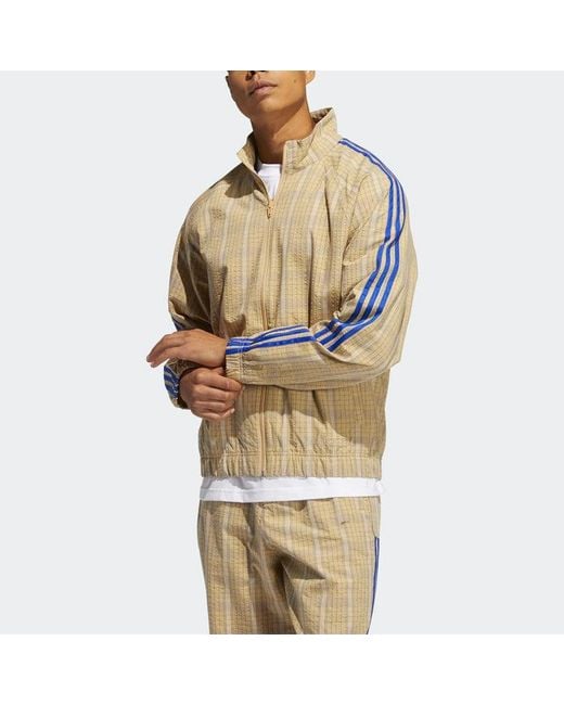 Adidas Natural Originals Mw Tt Casual Stand Collar Plaid Athletics Sports Jacket for men