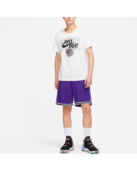 Nike White Just Do It Logo Alphabet Printing Round Neck Short Sleeve T-Shirt for men