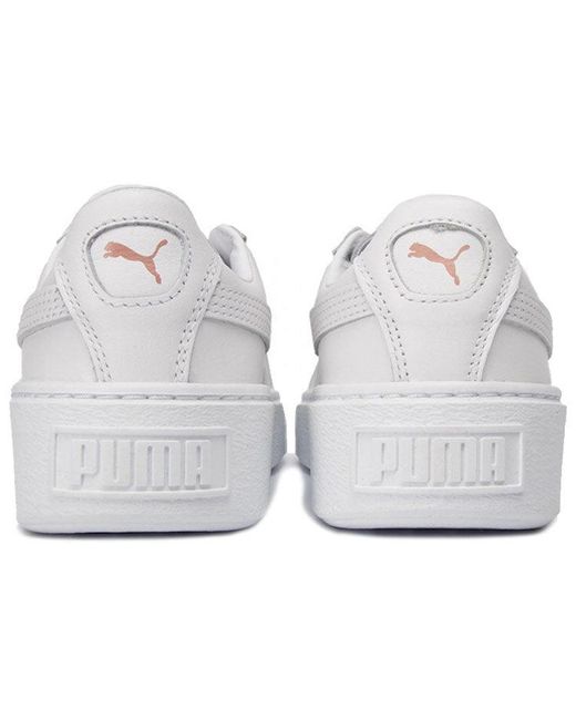 PUMA White (Wmns) Basket Platform Metallic Rose'