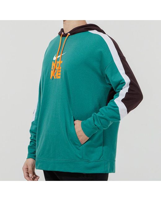 Nike Green Logo Printing Colorblock Pullover Lake for men