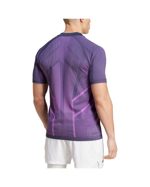 Adidas Purple Tennis Pro Seamless Aeroready Freelift Polo Shirt Asia Sizing for men