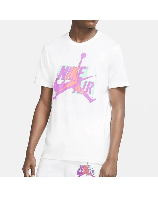 Nike White Jumpman Classics Hbr Round Neck Short Sleeve for men