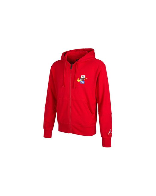 Nike Red Woven Label Logo Sports Hooded Jacket for men