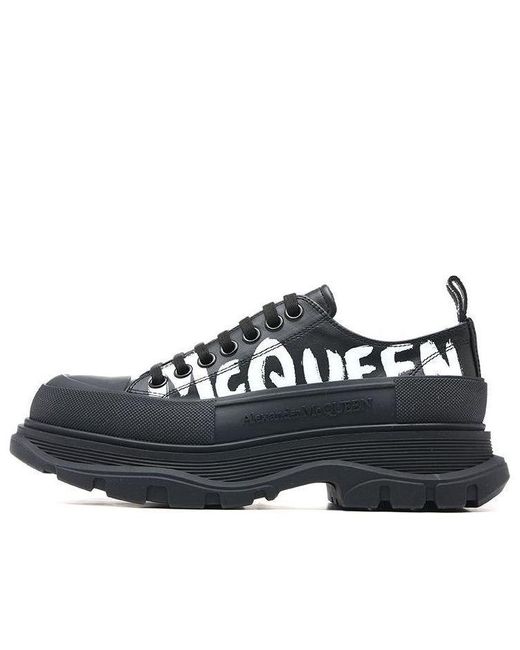 Alexander McQueen Black Graffiti Tread Slick Lace Up Shoes for men