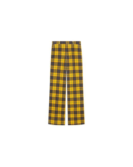 Gucci Yellow Straight-leg Checked Tartan Cotton Pant for men