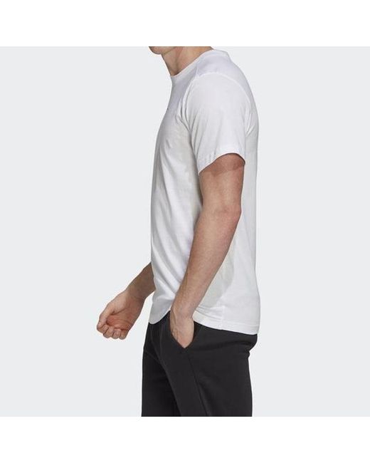 Adidas White 3S Tape Tee Sports Round Neck Short Sleeve for men
