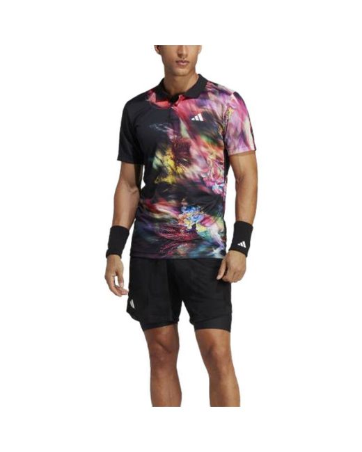 Adidas Black Melbourne Tennis Heat.Rdy Freelift Polo Shirt for men