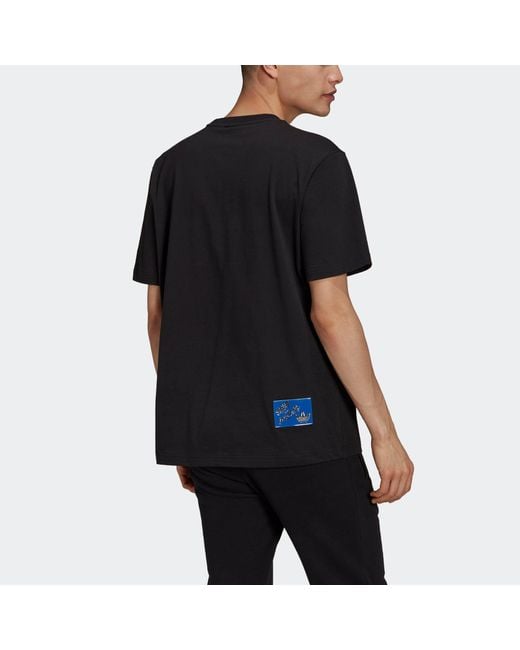 Adidas Black Originals Artist Tee Ss Dragon Printing Round Neck Pullover Sports Short Sleeve for men