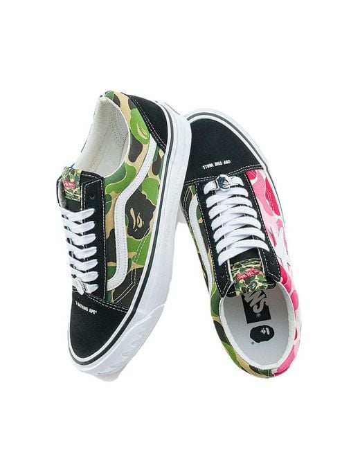 Vans Green X Bape Abc Lx Old Skool 'Multi Color Camo' for men