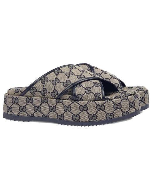 Gucci Gray (Wmns) Gg Platform Slide Sandal 'Gg Motif