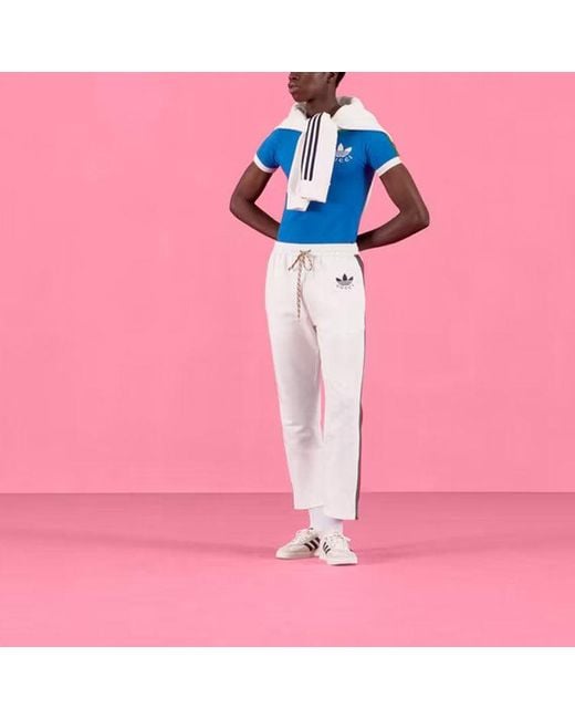 Gucci Blue X Adidas Trefoil Print T-Shirt