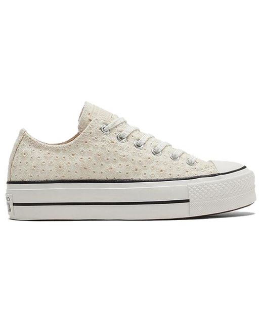 Converse Chuck Taylor All Star Platform Low 'broderie' in White | Lyst