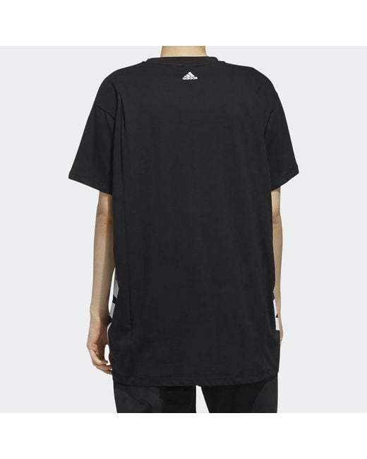 Adidas Black (Wmns) Side Large Alphabet Printing Short Sleeve