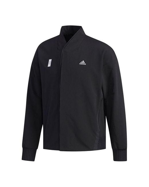 Adidas Blue Wj Jkt Warm Logo Print Sport Shuttle Jacket for men