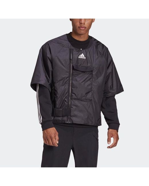 Adidas Blue Detachable Hooded Waterproof Down Jacket for men