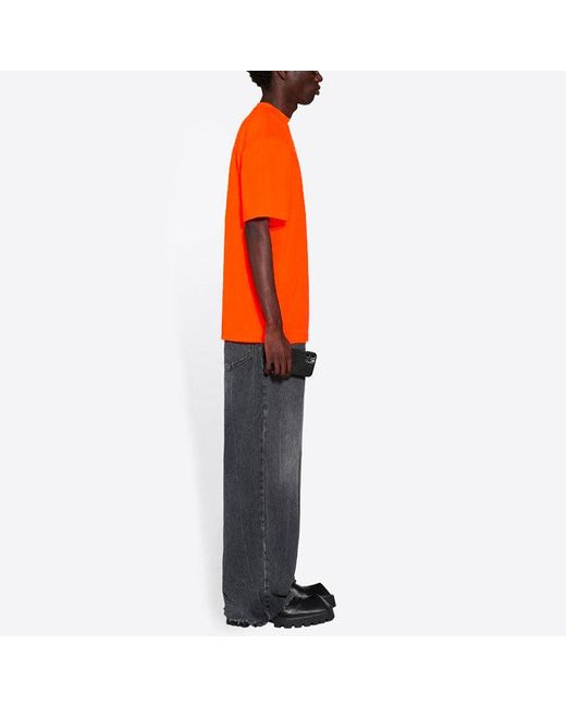 Balenciaga Orange Large Fit T-Shirt 'Fluo' for men