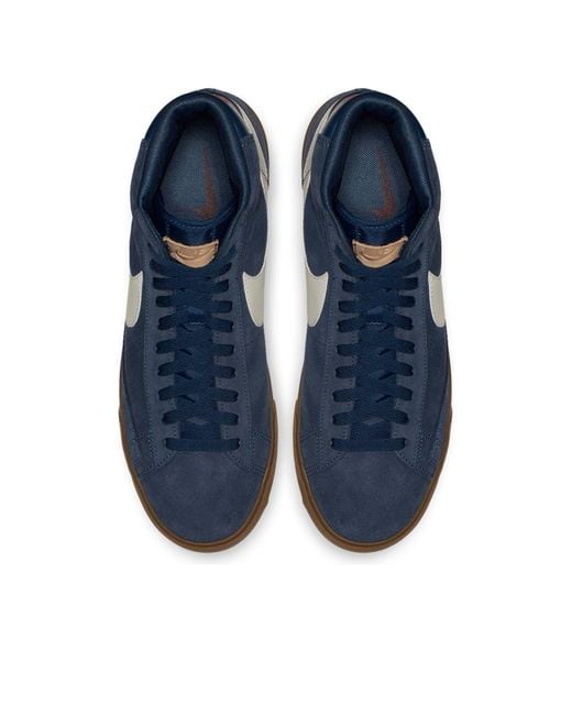 Nike Blue Blazer Mid Mid Tops Retro Skateboarding Shoes for men