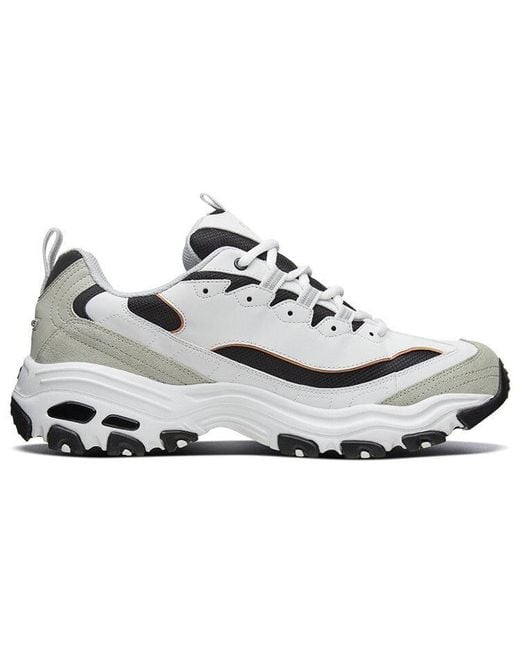 Skechers White D'Lites 1.0 Low Running Shoes for men