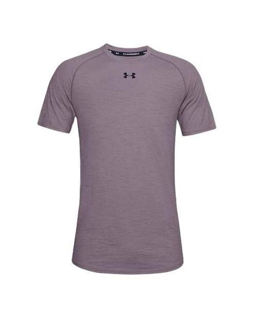 Under Armour Purple Charged Cotton T-Shirt 'Mauve' for men